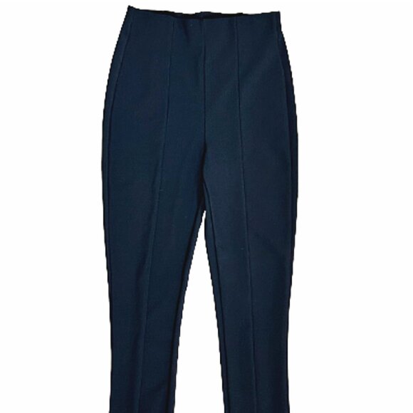 Zara Slit Hem Flare Pintucked High Rise Black Legging Pants Size S - Picture 4 of 6